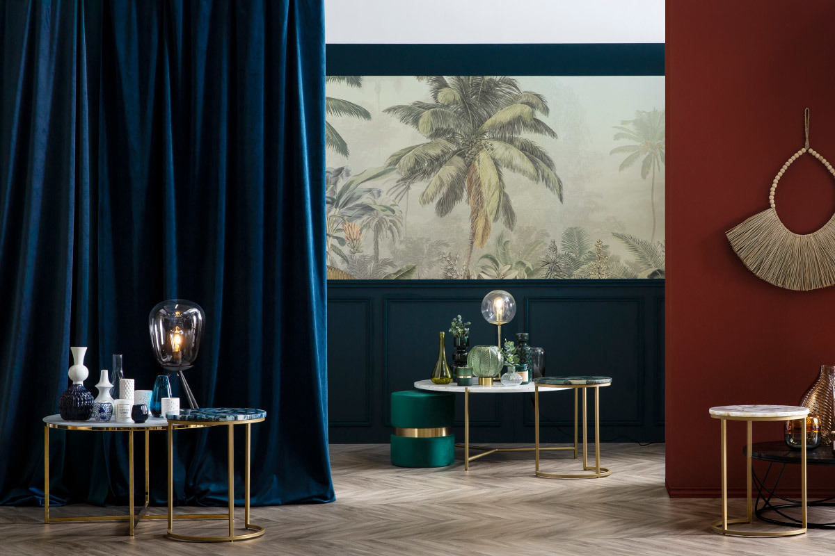 Mesa de centro redonda en jaspe verde D40 cm PIETRA