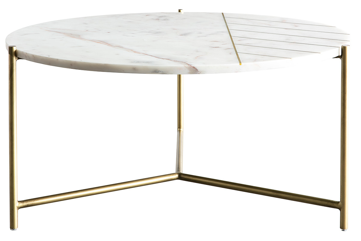 Mesa de centro redonda en mrmol blanco SILLON