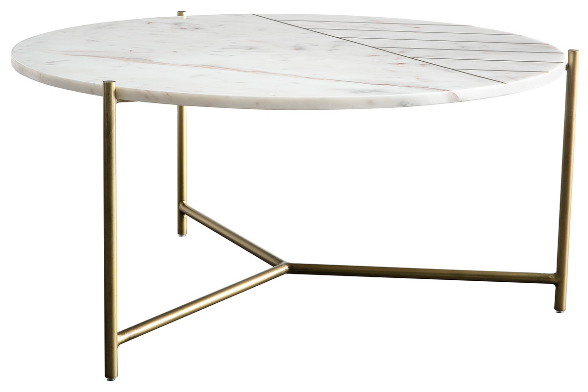 Mesa de centro redonda en mrmol blanco SILLON