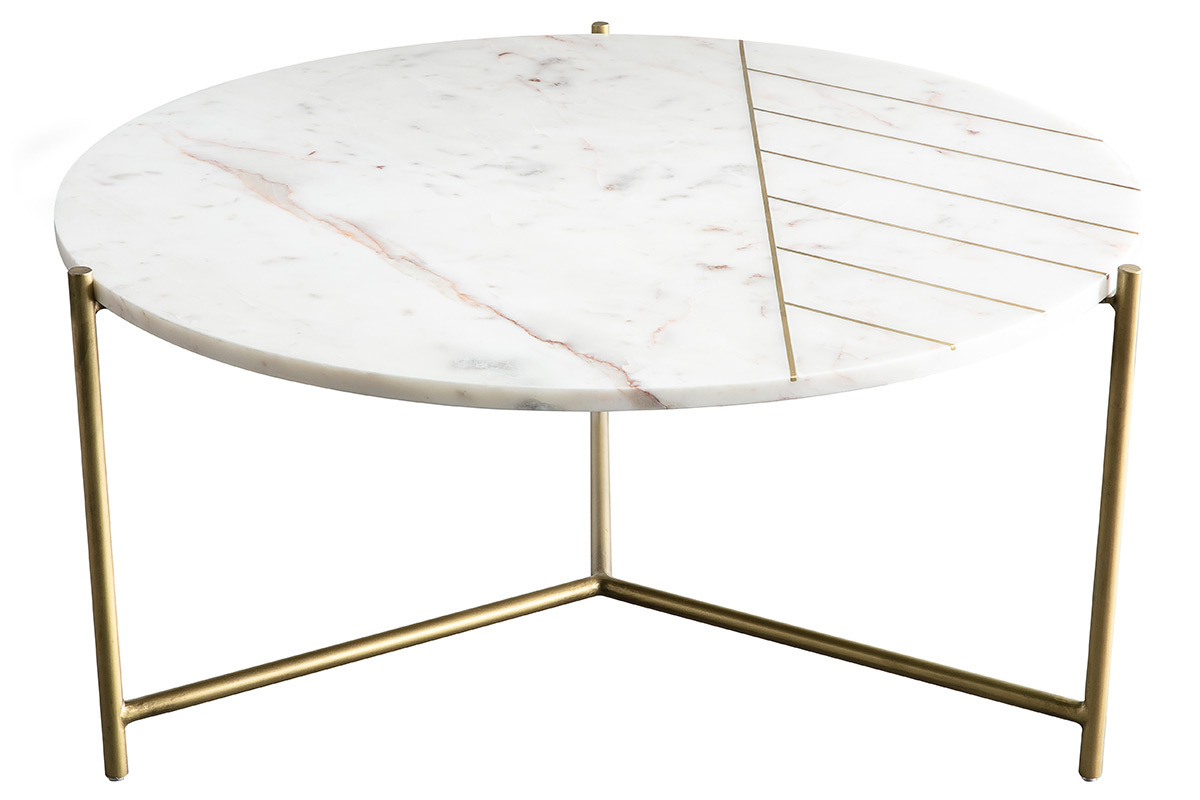 Mesa de centro redonda en mrmol blanco SILLON