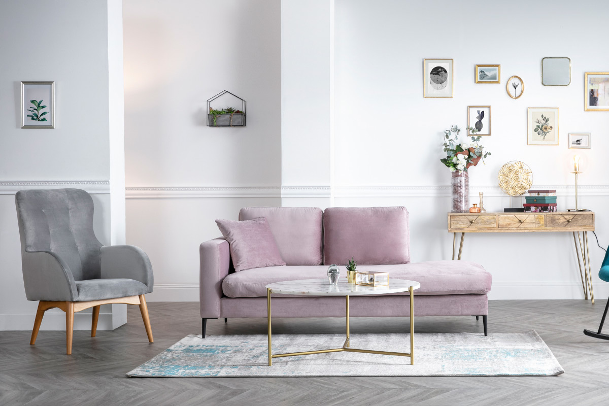 Mesa de centro redonda en mrmol blanco SILLON