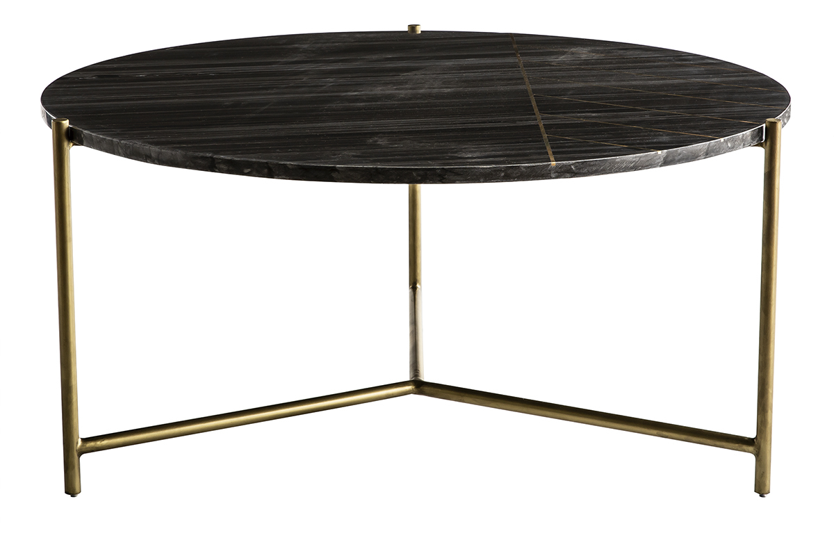 Mesa de centro redonda en mrmol negro SILLON