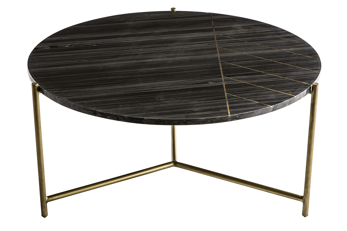 Mesa de centro redonda en mrmol negro SILLON