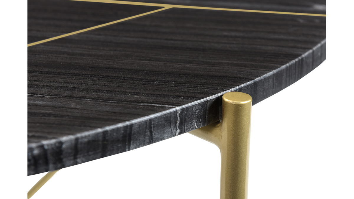 Mesa de centro redonda en mrmol negro SILLON