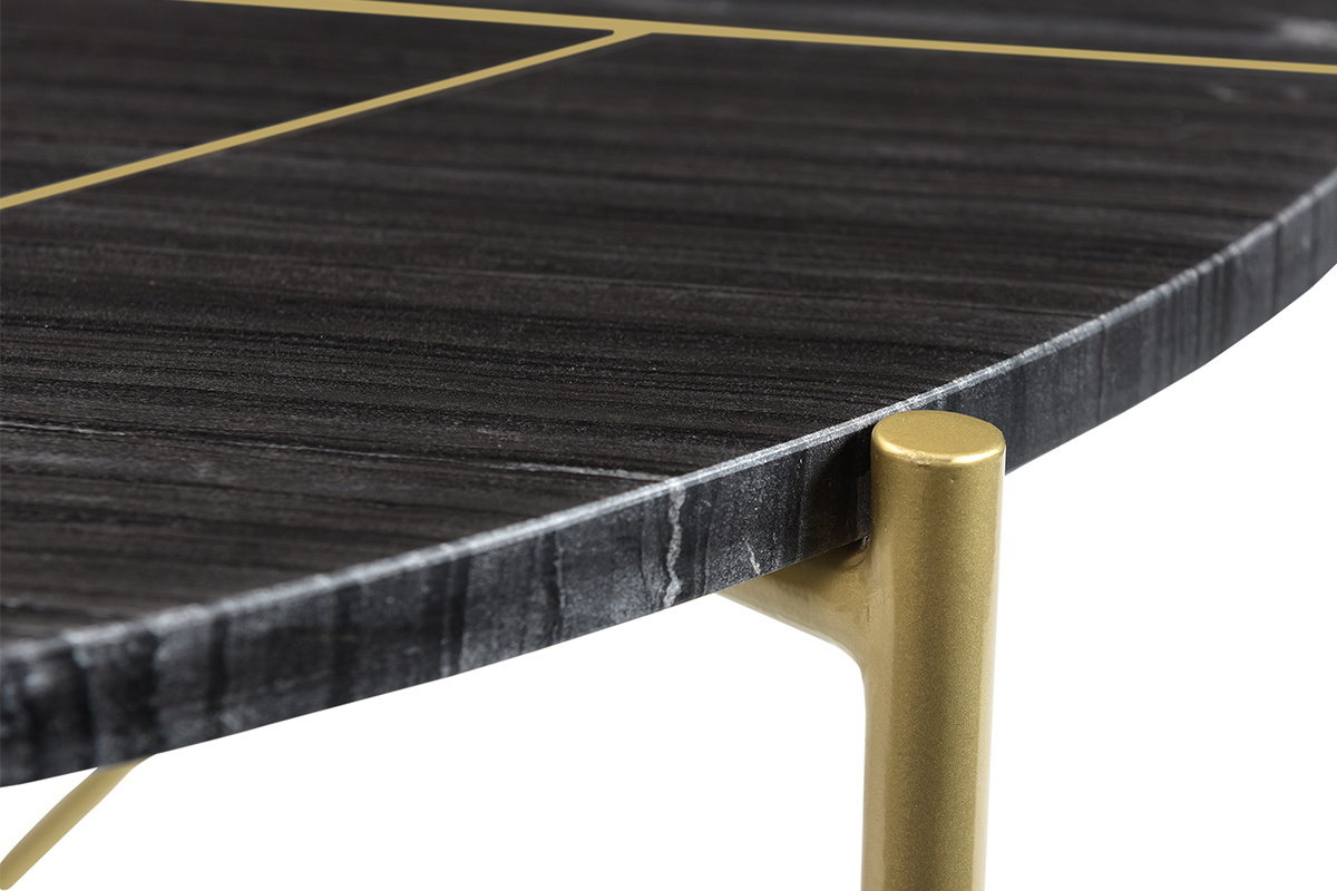 Mesa de centro redonda en mrmol negro SILLON
