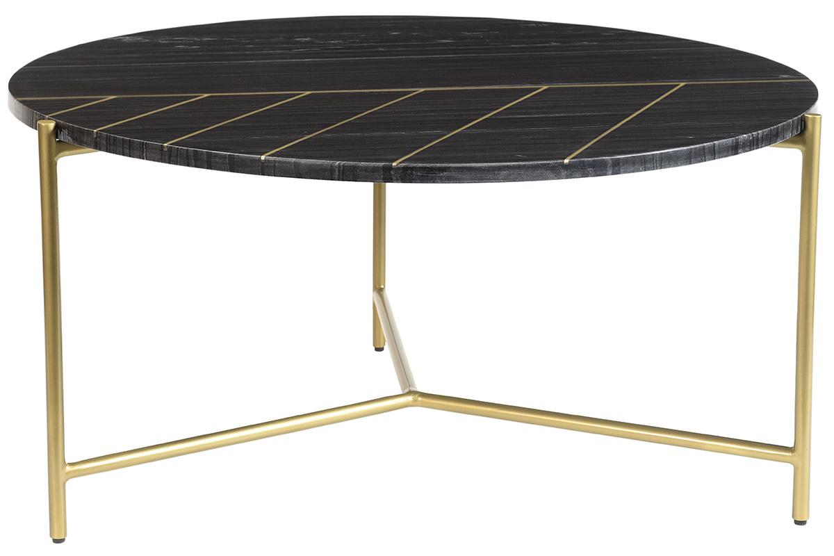 Mesa de centro redonda en mrmol negro SILLON