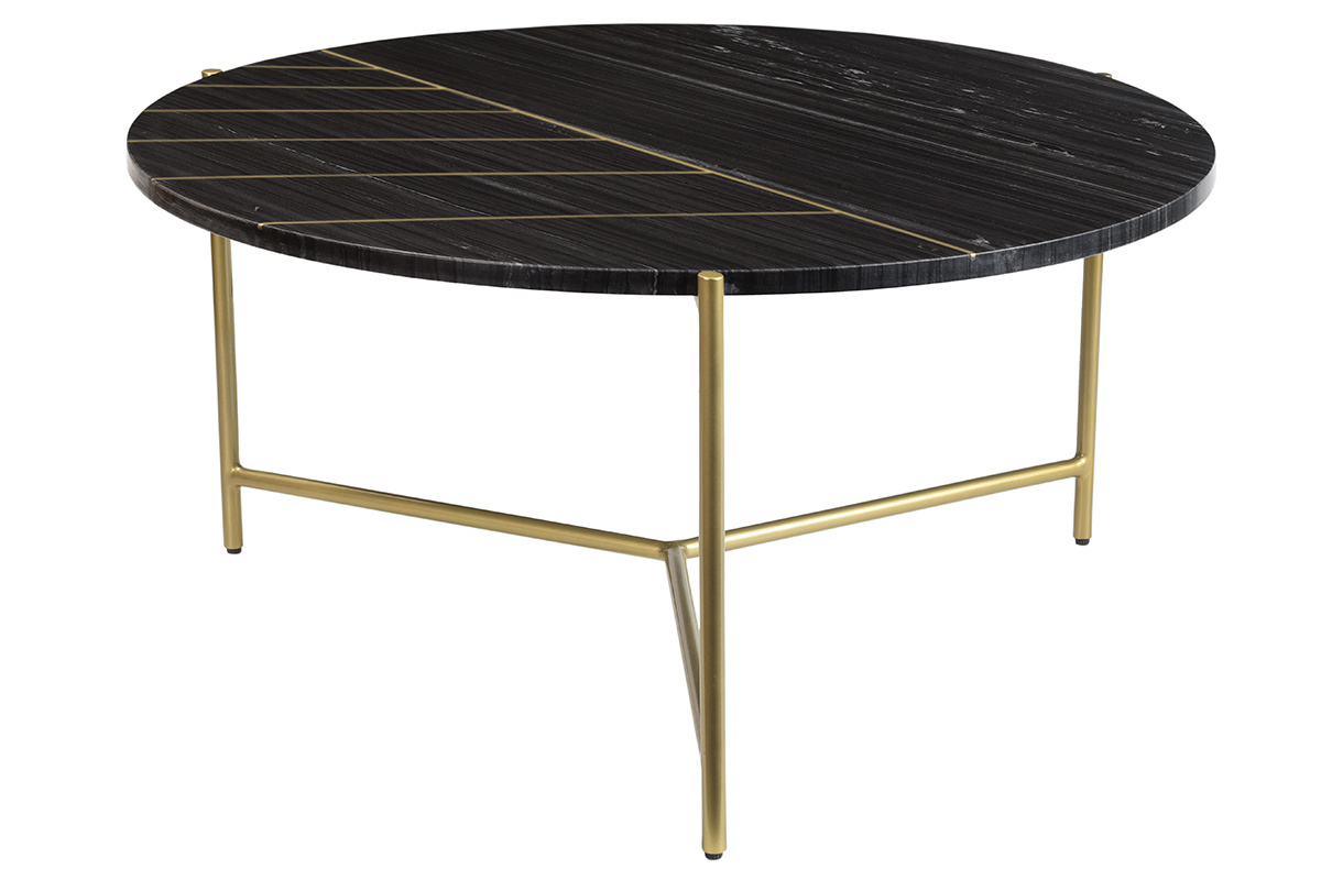 Mesa de centro redonda en mrmol negro SILLON