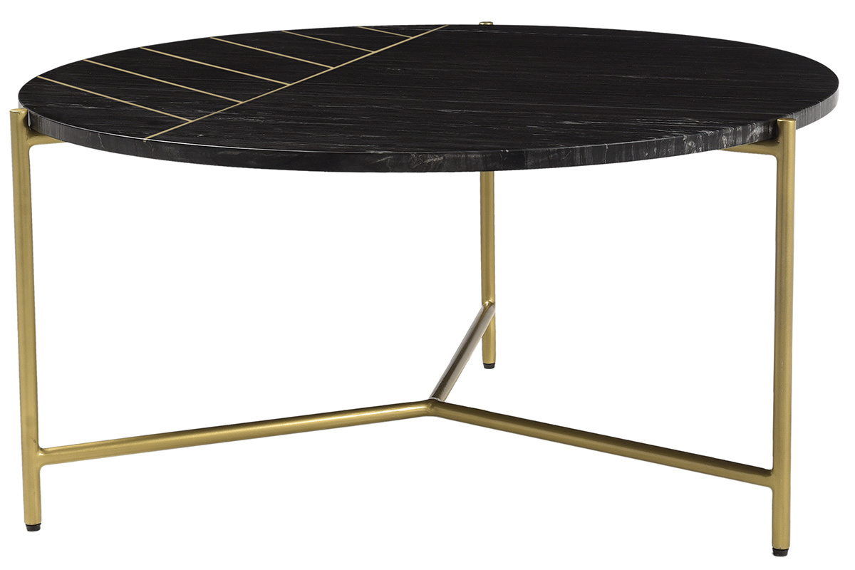Mesa de centro redonda en mrmol negro SILLON