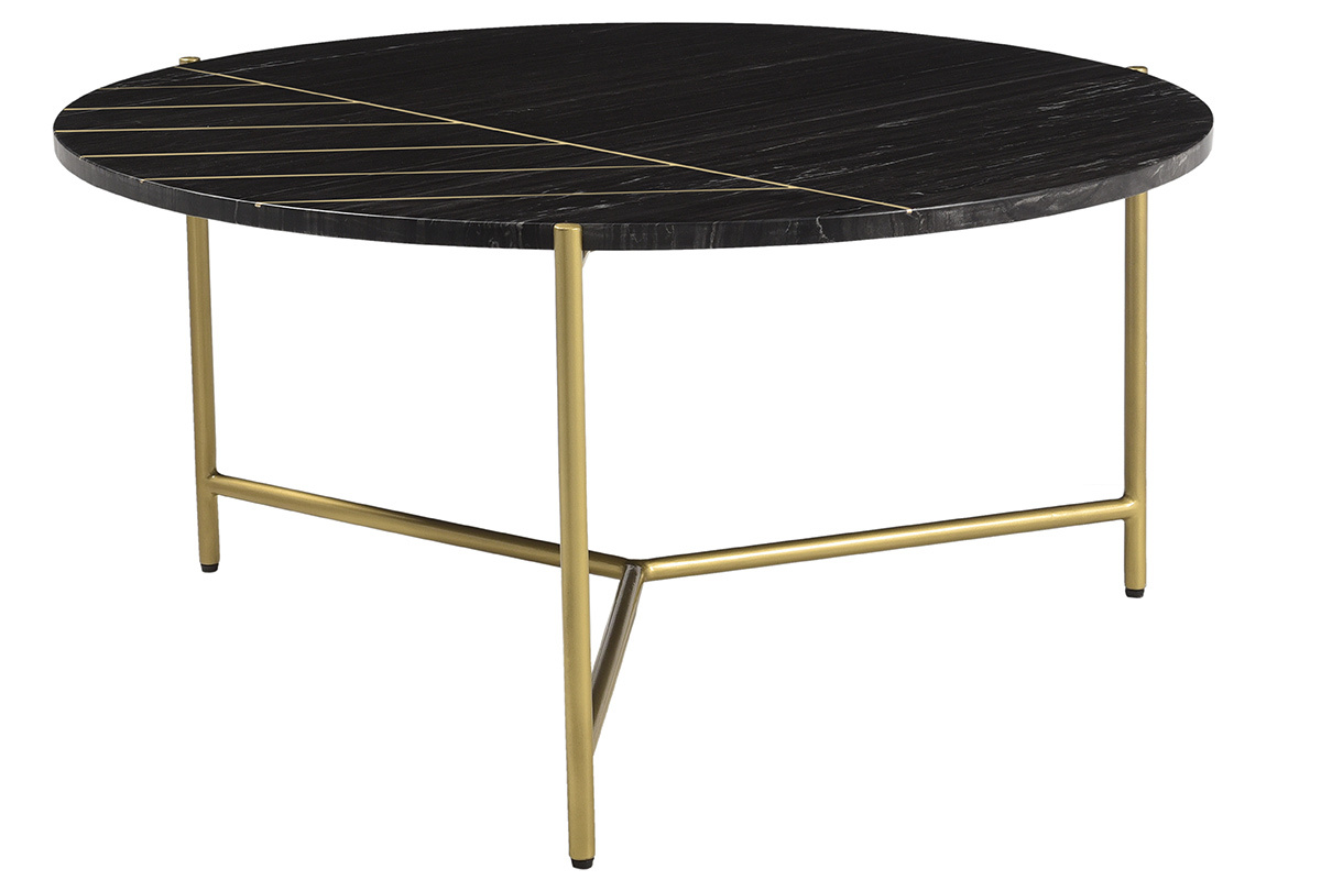 Mesa de centro redonda en mrmol negro SILLON