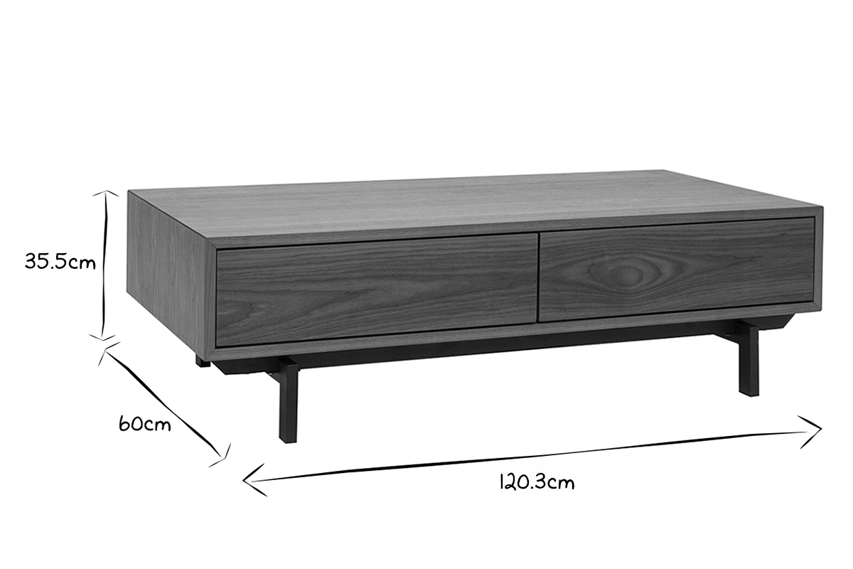 Mesa de centro vintage de nogal y metal MANNY