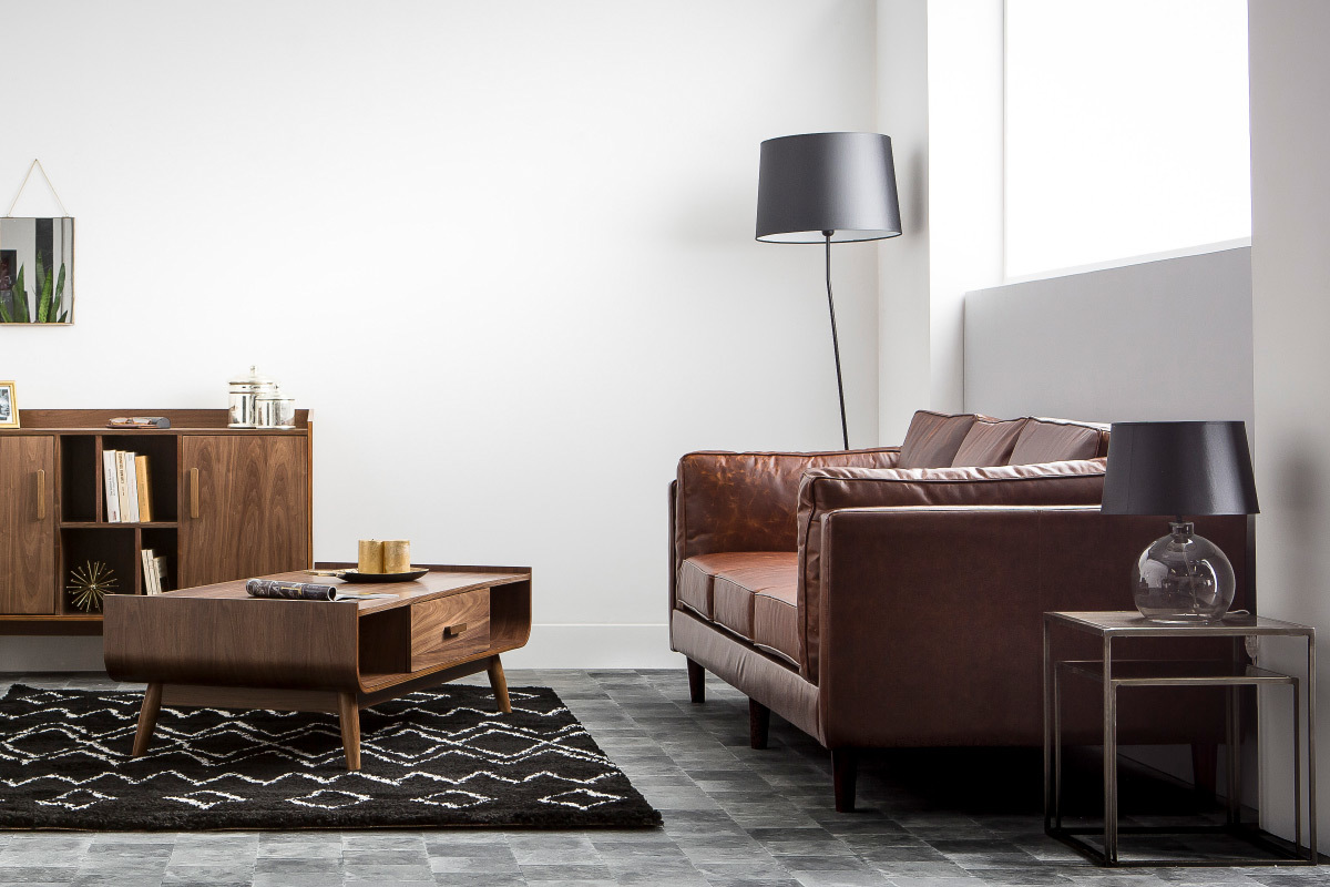 Mesa de centro vintage madera nogal HALLEN