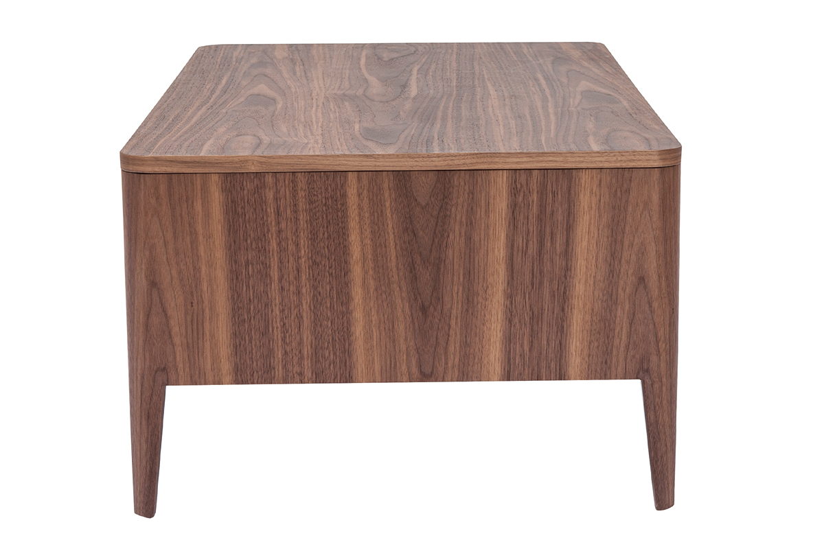 Mesa de centro vintage rectangular con cajn y compartimento de nogal 100 cm BENJA