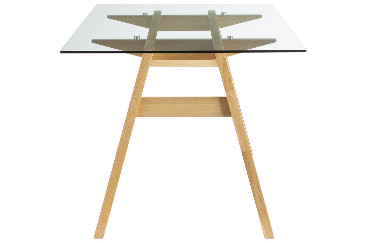 Mesa de comedor cristal transparente y madera L160 cm BACCO