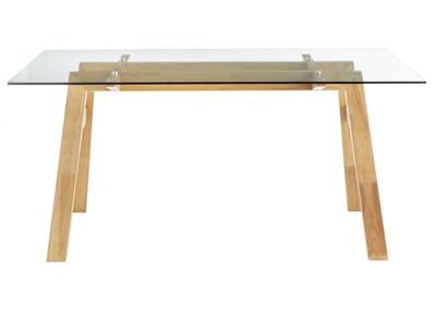 Mesa de comedor cristal transparente y madera L160 cm BACCO