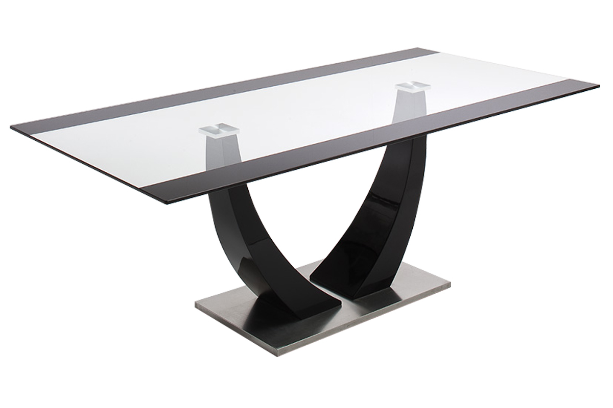 Mesa de comedor cristal y pata lacada negra 200 cm PEARL