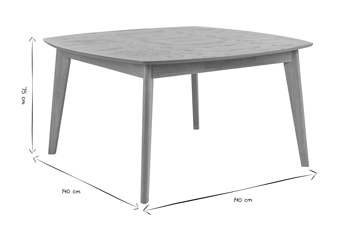 Mesa cuadrada escandinava negra y blanca, dimensiones L140xP140xH75 cm.