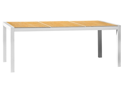 Mesa de comedor de exterior blanca y madera BLANCA - Mesa de comedor de exterior blanca y madera BLANCA
