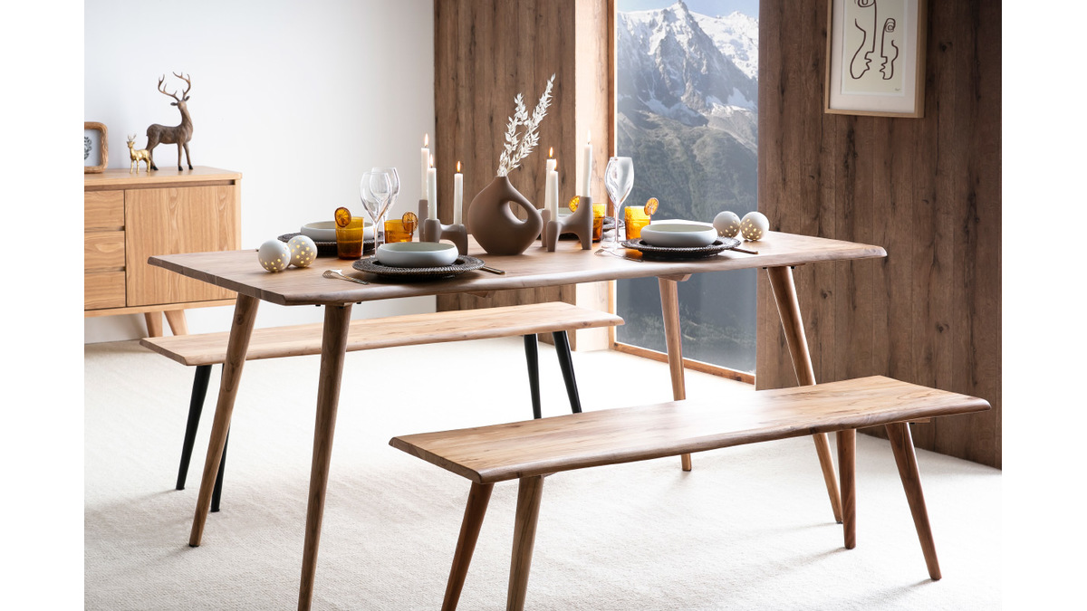 Mesa de comedor de madera de acacia maciza 175cm SAVANA