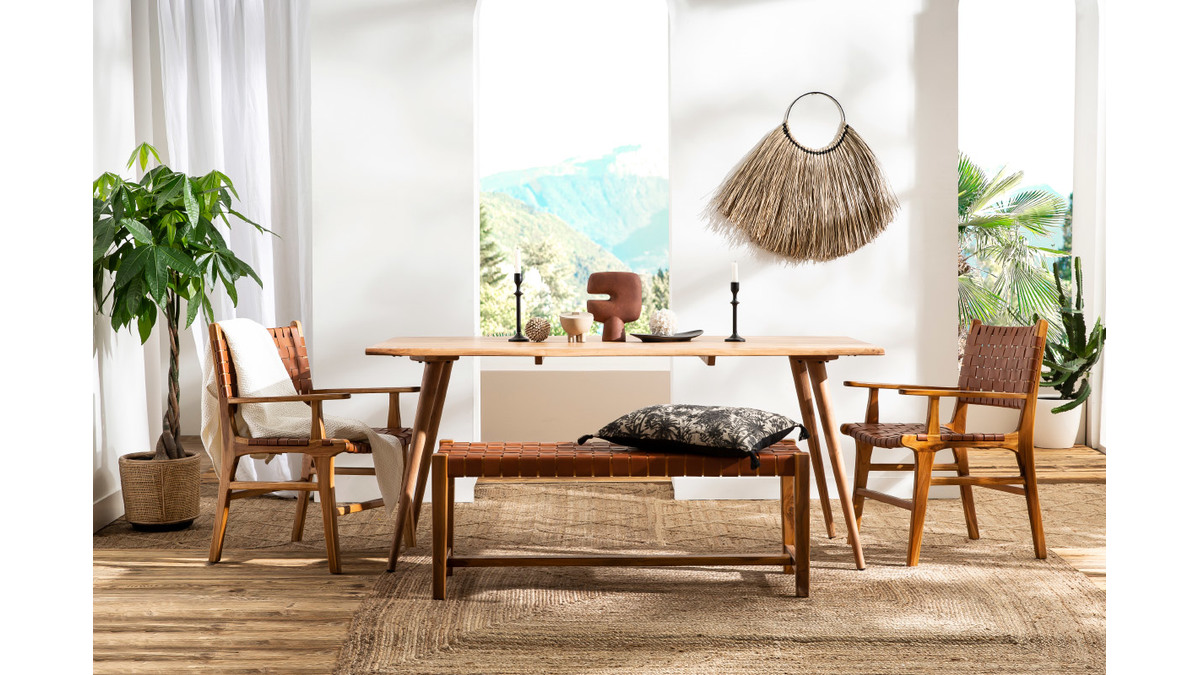 Mesa de comedor de madera de acacia maciza 175cm SAVANA