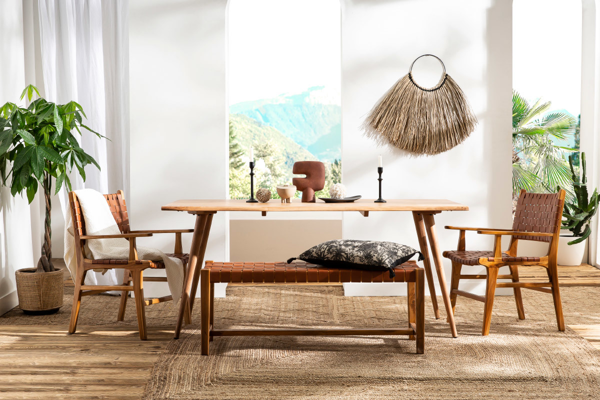 Mesa de comedor de madera de acacia maciza 175cm SAVANA