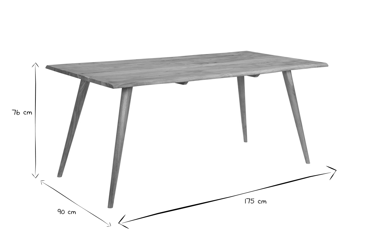 Mesa de comedor de madera de acacia maciza 175cm SAVANA