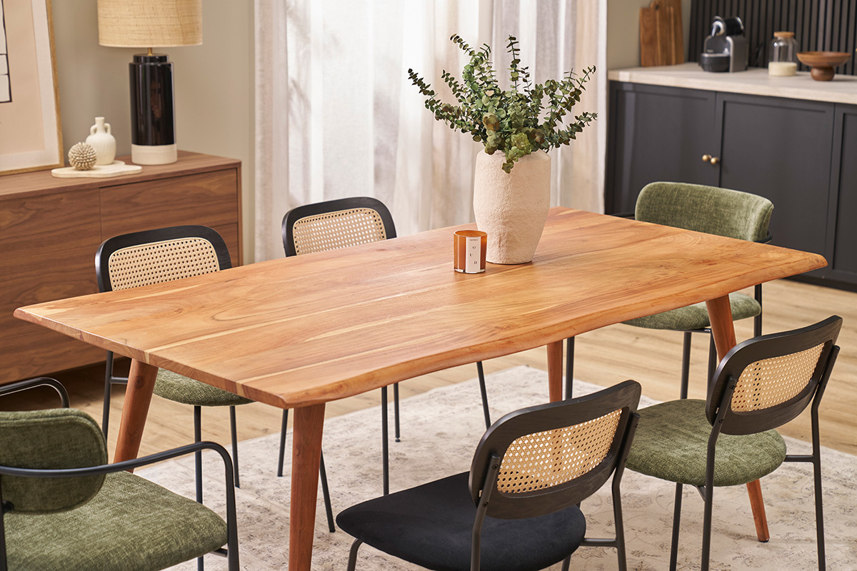 Mesa de comedor de madera de acacia maciza 175cm SAVANA