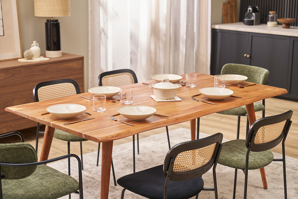 Mesa de comedor de madera de acacia maciza 175cm SAVANA