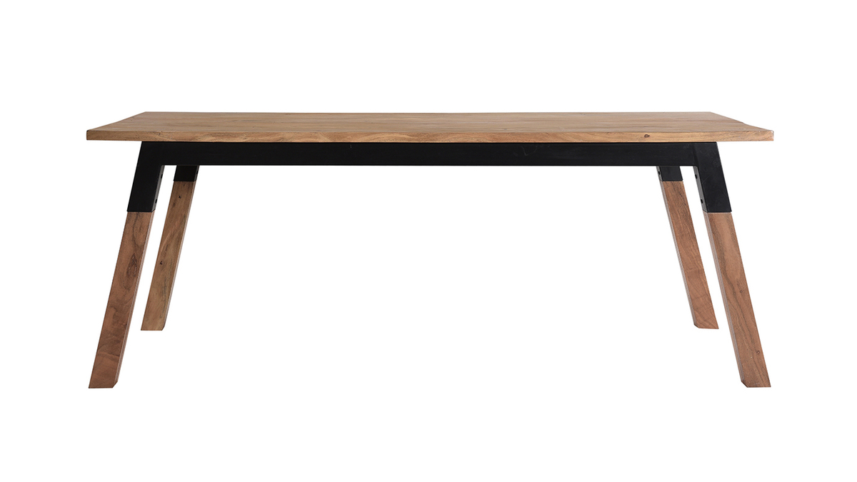 Mesa de comedor de madera de acacia maciza y metal negro 202cm TIVOLI