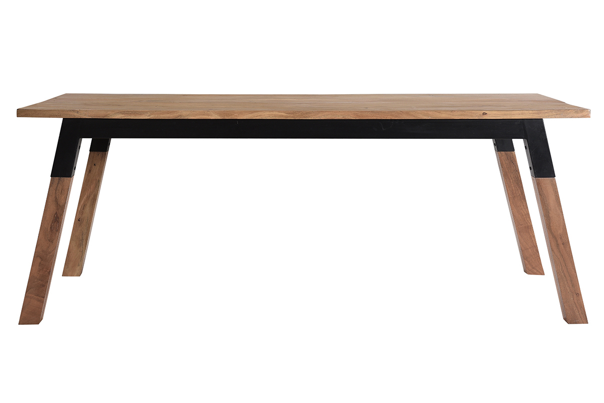 Mesa de comedor de madera de acacia maciza y metal negro 202cm TIVOLI