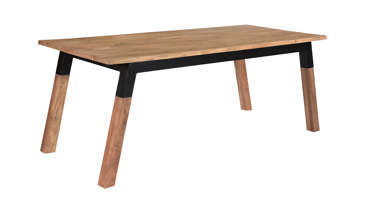 Mesa de comedor de madera de acacia maciza y metal negro 202cm TIVOLI