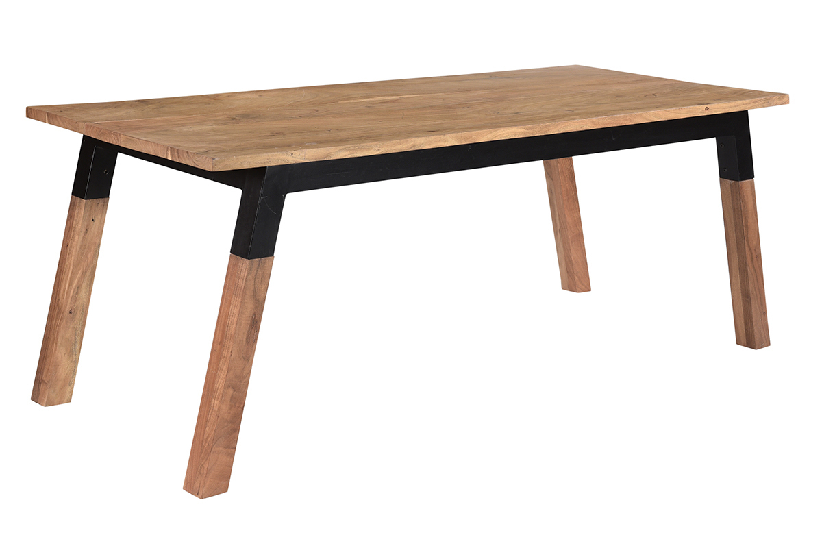 Mesa de comedor de madera de acacia maciza y metal negro 202cm TIVOLI