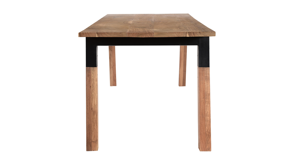 Mesa de comedor de madera de acacia maciza y metal negro 202cm TIVOLI