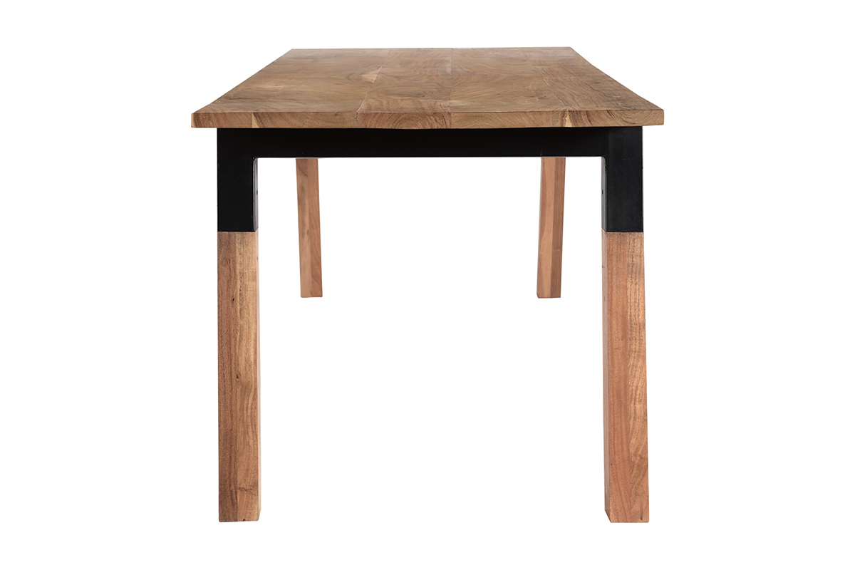 Mesa de comedor de madera de acacia maciza y metal negro 202cm TIVOLI