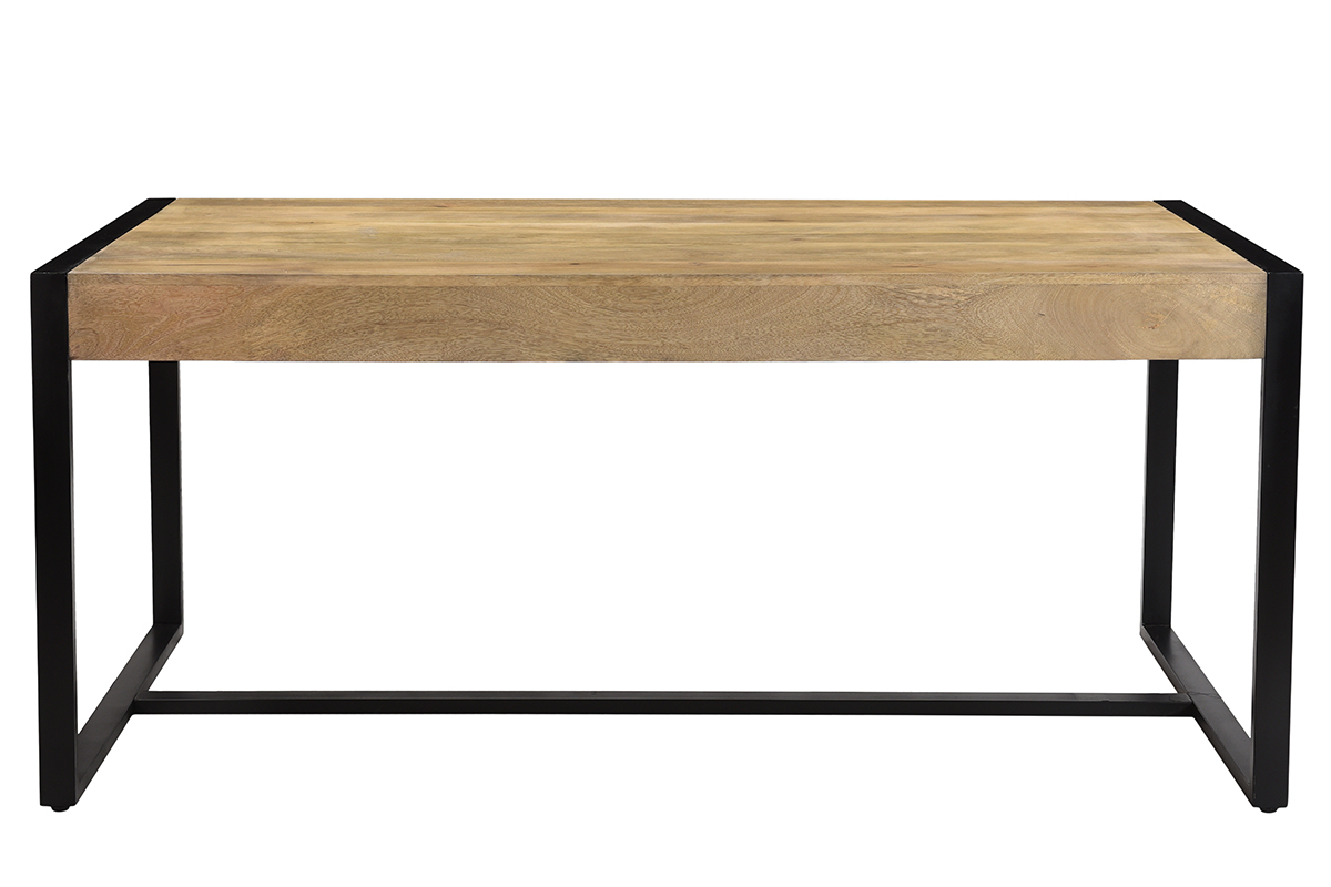 Mesa de comedor de madera de mango maciza y metal negro 175cm BERGEN