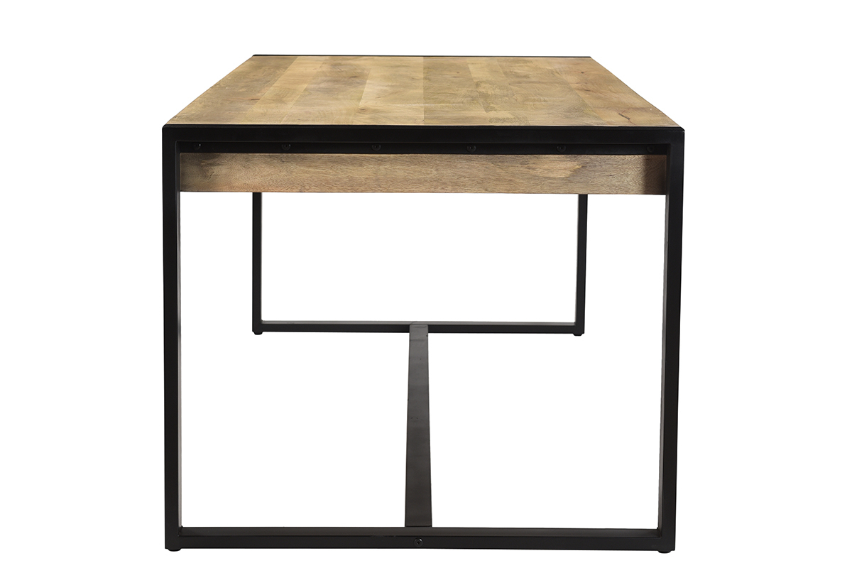 Mesa de comedor de madera de mango maciza y metal negro 175cm BERGEN