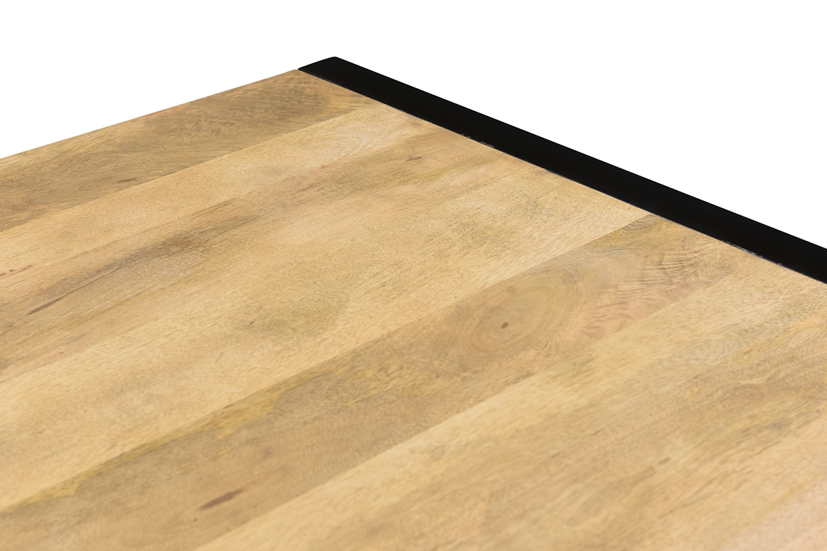 Mesa de comedor de madera de mango maciza y metal negro 175cm BERGEN