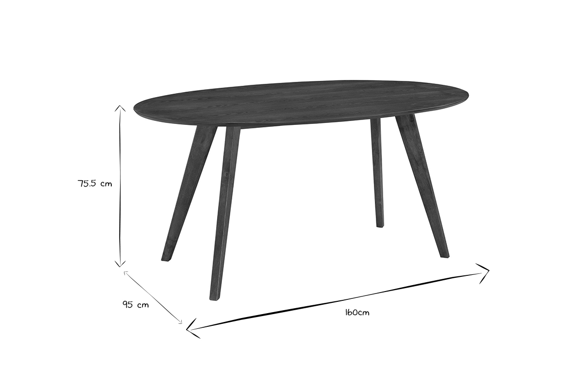Mesa de comedor diseo escandinavo oval nogal L160 MARIK