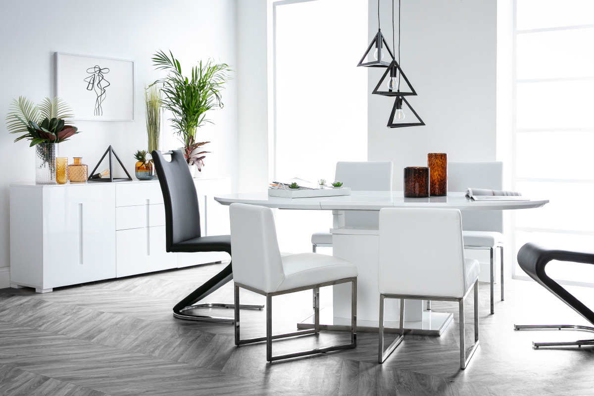 Mesa de comedor diseo extensible blanca L160-200 CLEONES