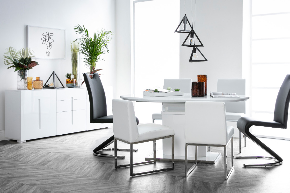 Mesa de comedor diseo extensible blanca L160-200 CLEONES
