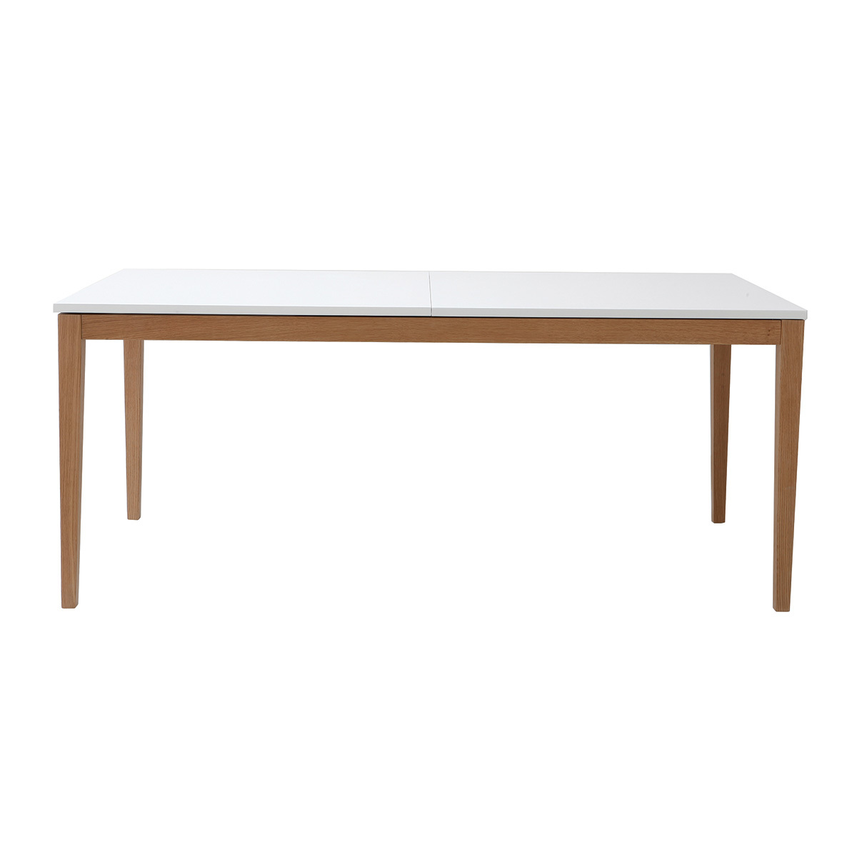 Mesa de comedor diseño extensible blanca patas madera L180-260 DELAH