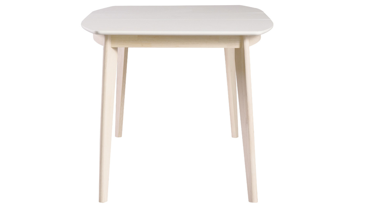 Mesa de comedor diseo extensible blanca y madera clara L150-200 LEENA