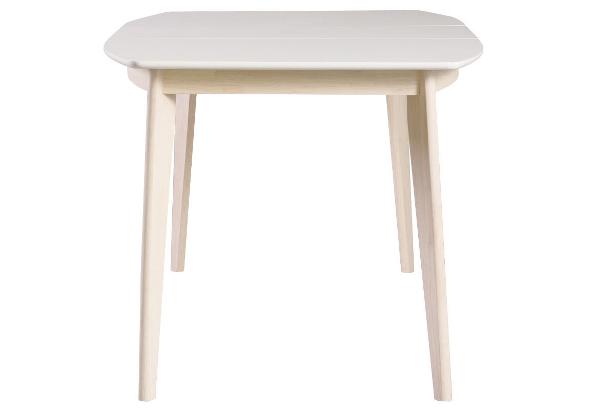 Mesa de comedor diseo extensible blanca y madera clara L150-200 LEENA