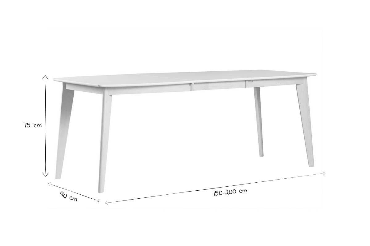 Mesa de comedor diseo extensible blanca y madera clara L150-200 LEENA