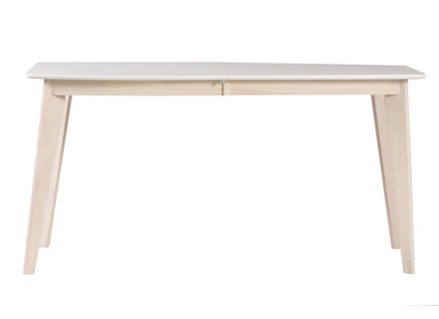 Mesa de comedor diseño extensible blanca y madera clara L150-200 LEENA