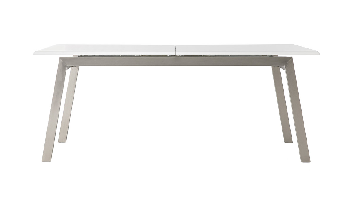 Mesa de comedor diseo extensible blanca y metal L190-240 MARNY