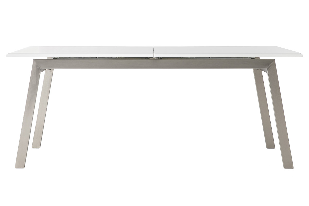 Mesa de comedor diseo extensible blanca y metal L190-240 MARNY