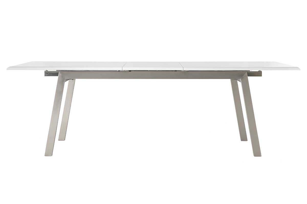 Mesa de comedor diseo extensible blanca y metal L190-240 MARNY