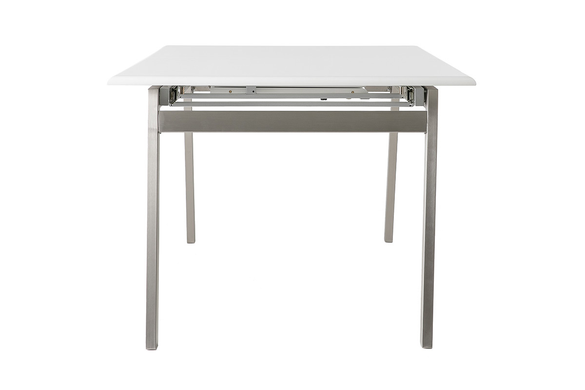 Mesa de comedor diseo extensible blanca y metal L190-240 MARNY