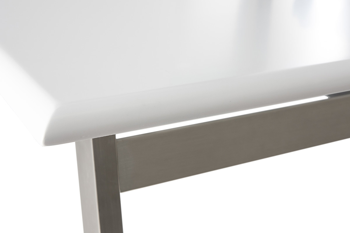 Mesa de comedor diseo extensible blanca y metal L190-240 MARNY