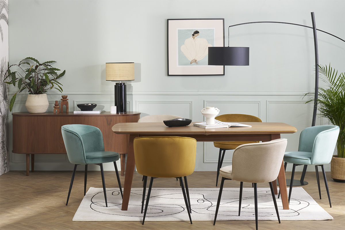 Mesa de comedor diseo extensible nogal L180-230 FIFTIES
